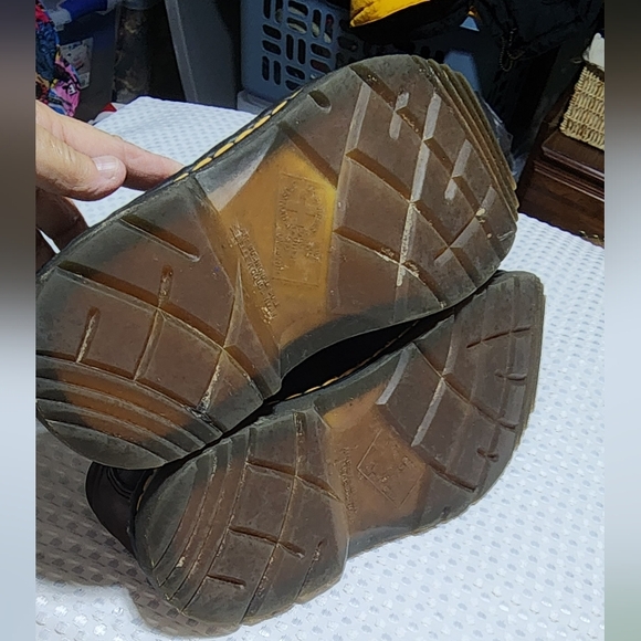 DR MARTENS VINTAGE EUC MENS SZ 9 BROWN DERBY LEATHER OXFORD SHOES - Picture 4 of 8